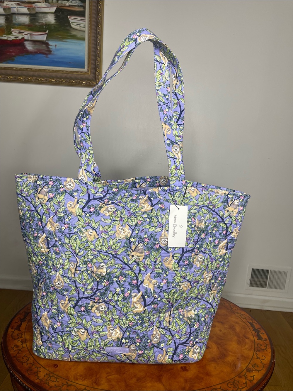 Vera Bradley Lavender Floral & Leaf Quilted Tote